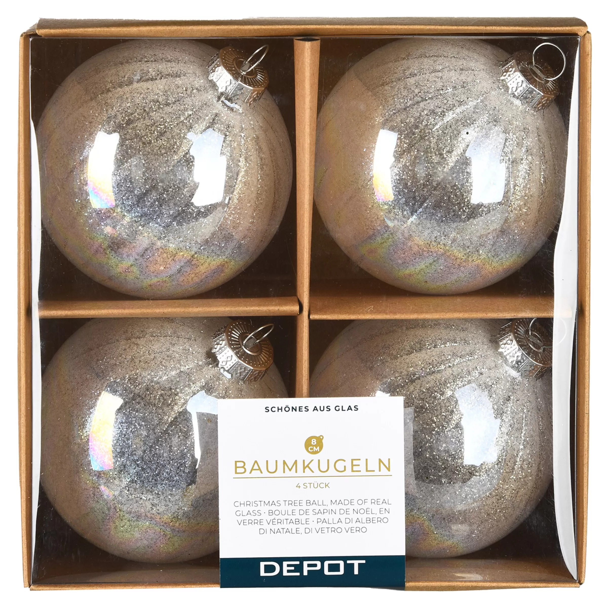 Depot Boule De Noël En Verre Holo Glimmer